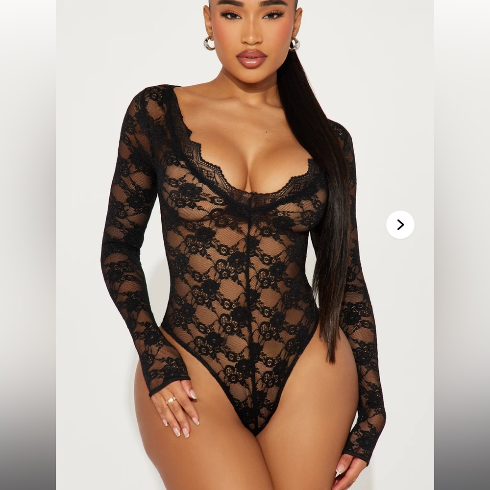Fashion Nova Black Lace Bodysuit